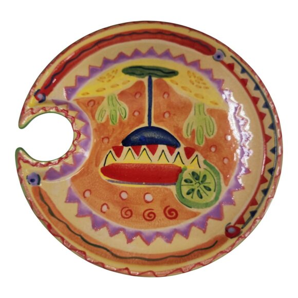 FIESTA Farida Zaman Ambiance Collection Ceramic 8" Handpainted Snack Plate - Picture 4 of 6